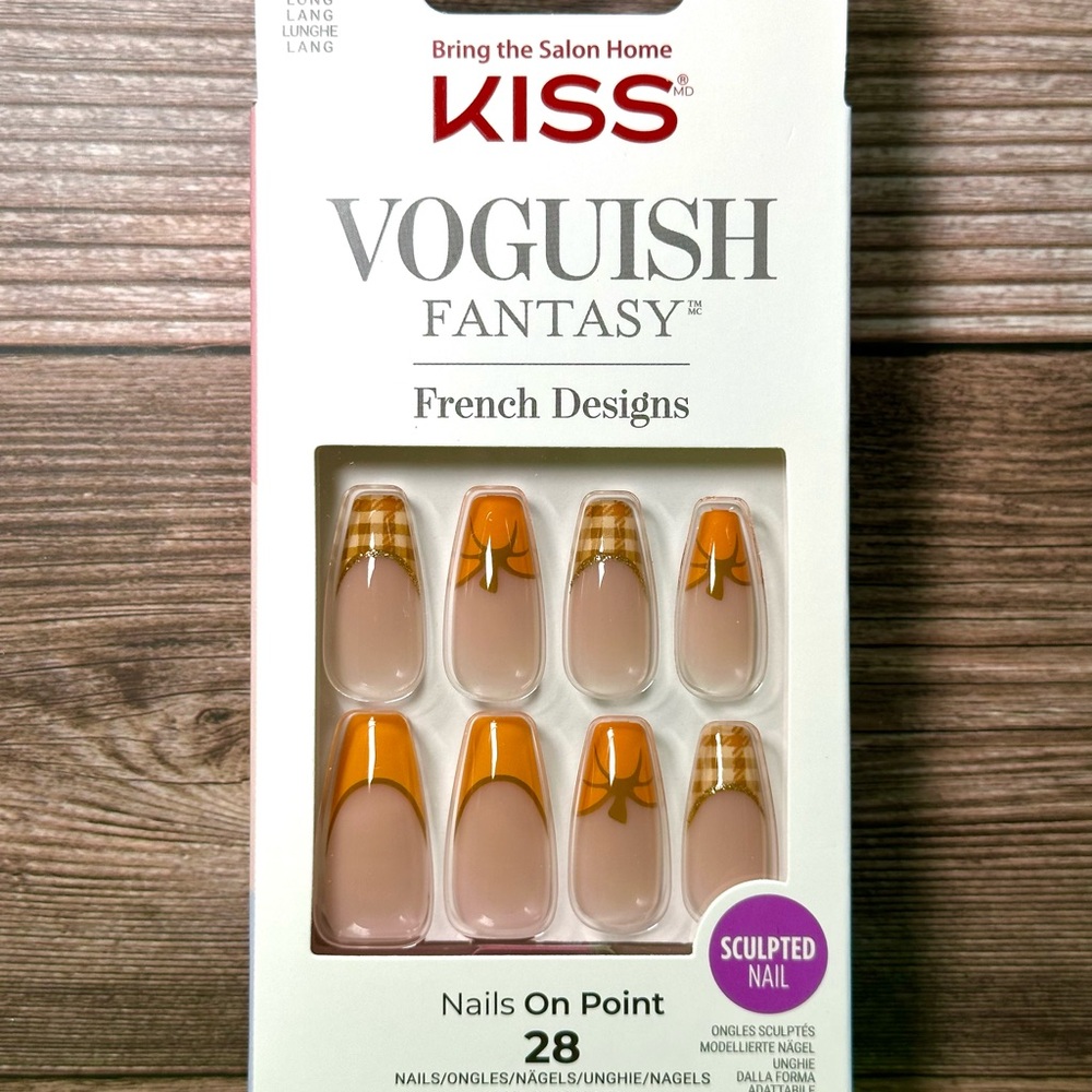 KISS Voguish Fantasy Thanksgiving French Long PressOn Nails - FV33Y9 Pumpkin Pie